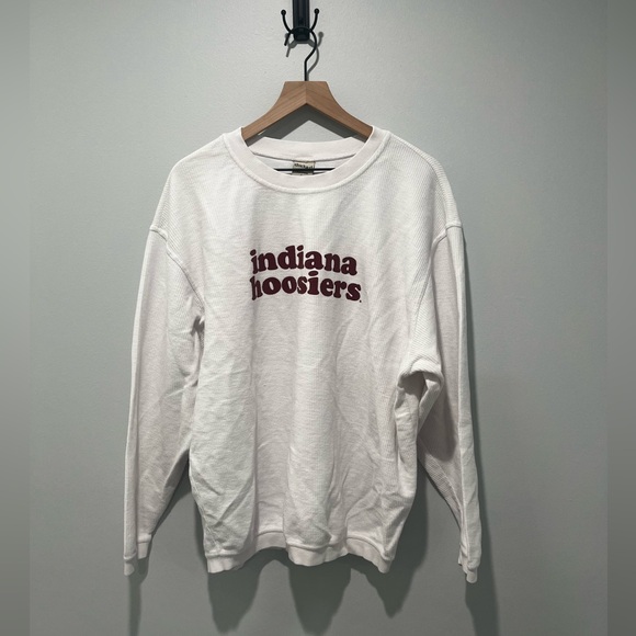 Indiana Hoosiers Chicka-d White Ribbed Crewneck Sweatshirt L - Picture 1 of 6